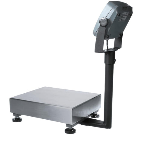 Badass Industrial Bench Scale Ntep Legal For Trade Certified 33 Pound 0 01 Lb Readability stainless steel digital platform weigher side view.