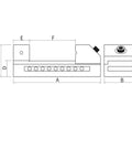 CNC Angle Vice Quick Action Vise Delivering Rock Solid Grip With V Shaped Jaws technical drawing, showing dimensions and mounting points.