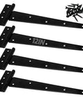 Four Piece 12 Inch Heavy Duty Door Hinges In Wrought Iron For Shed Doors Barn Doors And Fence Gates Rust Resistant T Hinges