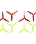 8 Pack 3 Blade High Speed Drone Propellers For Racing FPV Drones, 7 Inch 180mm CW CCW, 5mm Mount, yellow and red set