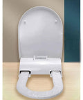 Smart Automatic Toilet Seat Cover Dispenser With Heated Roll Replacement For Modern Bathrooms Hygienic White Design viewed from the front.