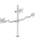 Transform Your Workspace Into A Slick Powerhouse With This Badass Aluminum Dual Monitor Mount Flex Arm Featuring Heavy Duty Smooth Tilt Rotate Adjustment Built For Lcd Computer Displays And Modern Desk Setups Everywhere, showcasing silver aluminum dual monitor mount.
