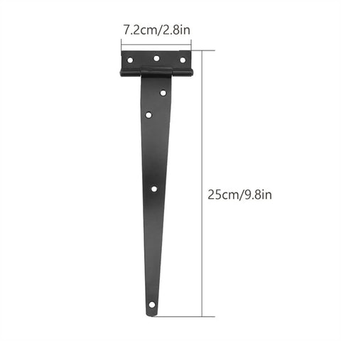 Six Piece T Shaped Rust Proof Iron Door Hinges In Black Finish 10 Inch Heavy Duty Yet Quiet For Wooden Doors And Background Walls