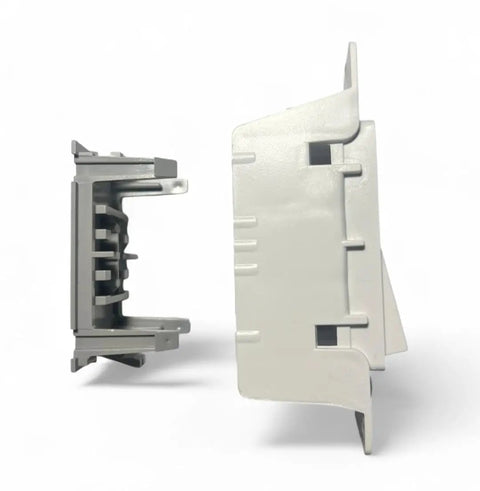 White Self Contained Rocker Switch With Snap On Plate For Wall Mount In RVs Mobile Homes 2 Way Touch Controlled Rocker Switch With Brass Body And Nickel Contacts Durable Easy Install No Brainer side view with snap-on plate