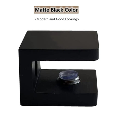 Brass Glass Clamp No Drill On Glass Holder And Shelf Bracket Clip Support For 8mm To 10mm Glass Matte Black Four Pack Bathroom And Shower Accessory With Durable Rust Resistant 69K Brass Construction side view