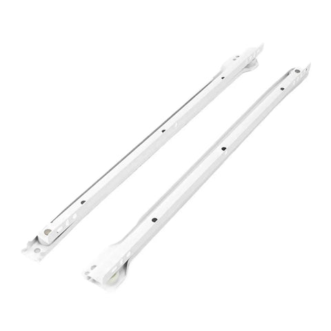 Powder Coated Iron B Type Drawer Slide System With Soft Close For Kitchen Cabinets, European Style, single pack, white finish, side view