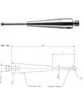 CMM touch probe stylus with 1mm ruby ball tip, 20mm length, M2 thread, stainless steel body