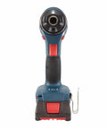 Front view of 18V EC Brushless Hammer Drill Driver with half inch capacity, 490 inch-pounds torque, durable design