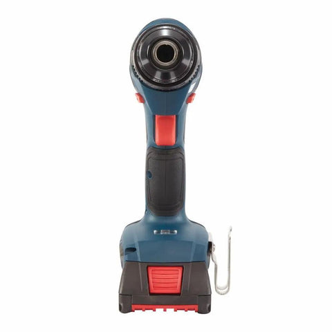 Front view of GSB18V-490B12 18V EC Brushless Half Inch Hammer Drill And Driver Kit with 2 Ah Battery and 20 settings clutch