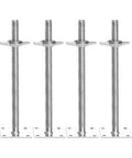 Four Pack Beefy Adjustable Leveling Jacks For Baker Style Scaffolding, 18.2 Inch Height Range, 3307 Lb Total Load Capacity, Silver Finish