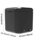 High Speed Dual Channel Battery Charging Hub For Action Cameras With Fast Charge Port, cube shape dimensions visible