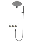 Shower System Wall Mounted 10 Inch Stainless Steel Rain Shower with overhead rainhead and handheld sprayer in elegant design.
