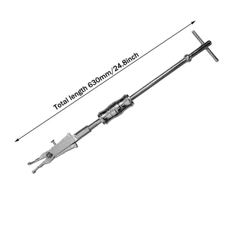 Beefed-Up Slide Hammer Internal Bearing Puller Kit With Expandable Collets 16-45mm, silver tool showing full length.