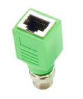 Green M12 X Coded 8 Pin To RJ45 Adapter For Cat6 Industrial Ethernet Shielded Bulkhead Jack IP67 Waterproof Connector