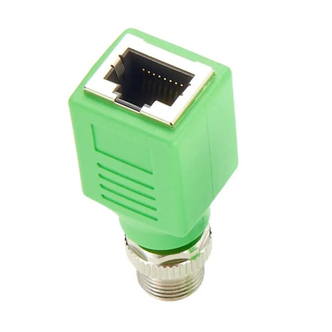 Green M12 X Coded 8 Pin To RJ45 Adapter For Cat6 Industrial Ethernet Shielded Bulkhead Jack IP67 Waterproof Connector