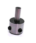 Front view of silver annular cutter holder with 1/2-inch shank and two black locking screws.