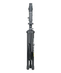 Elite Bike Repair Stand with Built In Parts Bin Stable Tripod Design 360 Degree Rotating Clamp Head Non Marking Rubber Jaws folded view