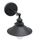 Industrial Wall Sconce Set With Vintage Vibe, 1 Light, Black Metal Shade, 8.1 Inch Diameter, E26 Base, wall-mounted view