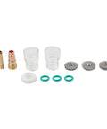 Pro Grade Stubby Gas Lens TIG Glass Cup Kit With 11 Pieces For TIG WP 17 18 26 Clear Glass, O-Rings, Sieve, Collet Bodies.