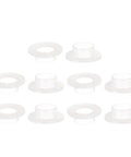 Heavy Duty Flanged Nylon Bushings 15 Mm Bore Sleeve Bearings For Shafts 17 Mm Outer Diameter 9 Mm Length Hella Smooth Self Lubricating Zero Fuss Industrial Hardware Kit 10 Pack displayed in a set of ten white bushings.