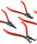 4 Piece Fixed Tip Internal And External Snap Ring Pliers Set, 7 Inch Length, red handles, Model 82150 displayed on white background.
