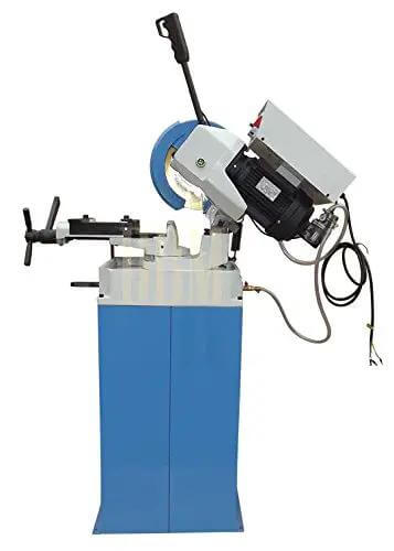 Professional 11 Inch Cold Cut Circular Saw With Swivel Base And Heavy Duty Stand 110 Volt Single Phase Motor side view