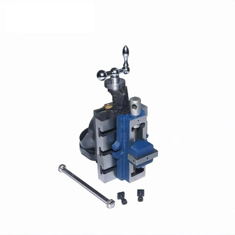 Heavy Duty Lathe Vertical Milling Slide With Tilt Swivel Base And Roomy 4 By 5 Inch Mounting Deck Built Like A Tank Out Of Solid Cast Iron Paired With A Rapid Action 2 Inch Self Centering Vise For Smooth Stock Removal Across The Local Machine Shop Floor