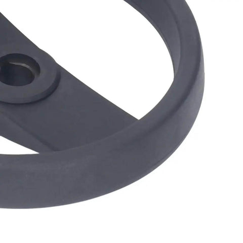 Close-up of Beefy Durable Insulated Plastic Hand Wheel With Revolving Handle, 7.87 Inch Outer Diameter, 3 Spoked Design, 18 Mm Bore