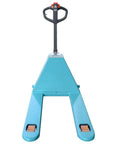 Heavy Duty Electric Pallet Jack With 3300 Lb Capacity That Slides Into Tight Spikes, front view with ergonomic handle.