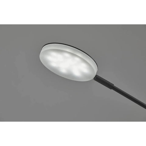 Grover Collection Contemporary Modern LED Floor Lamp In Black Finish head with adjustable brightness lit up