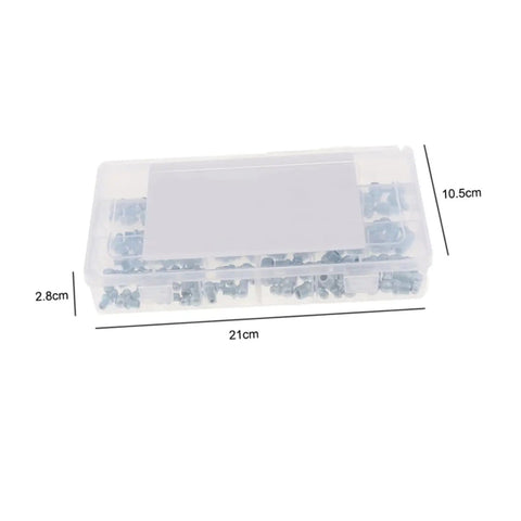260 Piece Hydraulic Pro Grade Grease Fitting Assortment Kit for Mechanical Lubrication in storage case with metric and imperial sizes.