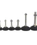 4 Pack Adjustable Furniture Leveling Feet Pads With Nylon Base Universal Swivel Joint Threaded M8 M10 M12 Inserts stacked in various sizes.