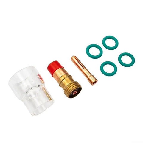 7 Piece Stubby Gas Lens TIG Welding Torch Accessory Kit with #12 Glass Cup and O-rings for WP-17, WP-18, WP-26 models