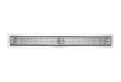 Top Shelf Heavy Duty SS304 Stainless Steel Linear Shower Drain With Integrated Hair Trap Anti Clog Catcher Rust Proof Corrosion Resistant Construction Perfect For Modern Bathroom Upgrades Sleek Design 59 Inch Span For Pro Results shown from the top view with a sleek design.