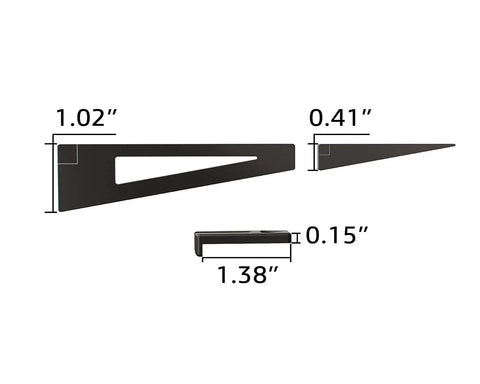 Dead Nuts Rifle Scope Leveler Kit For Spot On Reticle Alignment And Quick Rig Up on a black measuring tool set with dimensions.