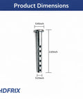 Clevis Pin 1/4 By 2-1/2 Inch With Hairpin Clip, Heavy Duty R Clip Cotter Pin, 2 Pack For Trailer Hitch And Equipment, Fits Most Clevis Pin Hitches, Lawn Mower Ready, Carbon Steel Construction To Withstand Bends And Wear. Product dimensions diagram showing 1/4 x 2-1/2 inch clevis pin.