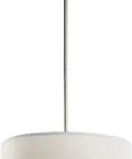 Drum Pendant Light Fixture in Brushed Nickel Finish, Semi Flush Mount Three Light, 20 Inch Wide, 11.75 Inch High, side view
