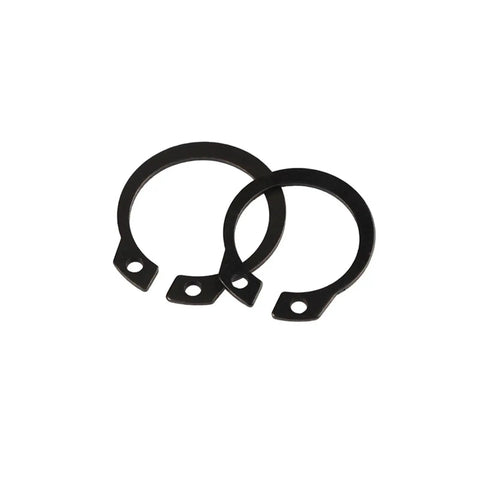 Two carbon steel retaining rings from 200Pcs C Clip Washers Set M6 Through M20 Internal And External Retaining Rings Carbon Steel Kit.