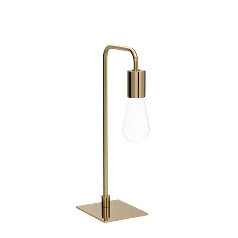 Gold Industrial Desk Lamp With E26 Base For Nightstand And Dorm Rooms, no shade, curved tube design, metal finish
