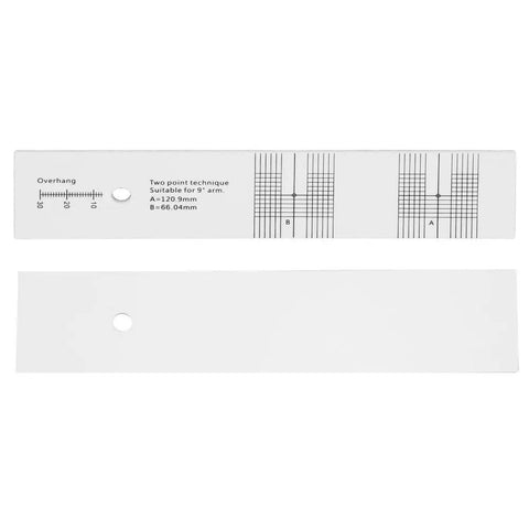 Turntable Alignment Tool Protractor For Precise Cartridge Setup Acrylic Calibration Ruler For Half Inch Mount LP Phono Measurements Easy To Use Audio Calibration Gear For DJs, acrylic protractor with overhang scale and two-point grids