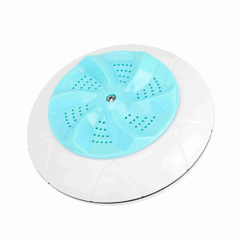 Portable USB Mini Washing Machine With Turbo Hydro And Ultrasonic Vibes For A Sick Clean On Delicates compact blue and white design top view