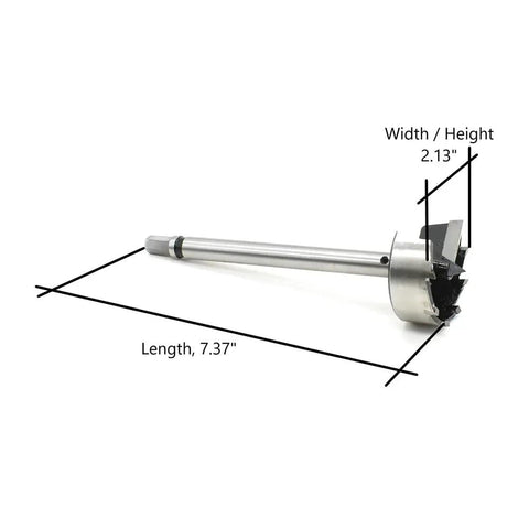 Two And One Eighth Inch Carbide Tipped Multi Spur Bit Built Tough Pro Grade Heavy Duty Drill Bit With Half Inch Shank shown with dimensions