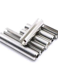 Must Have 304 Stainless Steel M3 And M4 Slotted Spring Pin Set Kit With 200 Pieces showing chamfered ends in a pile