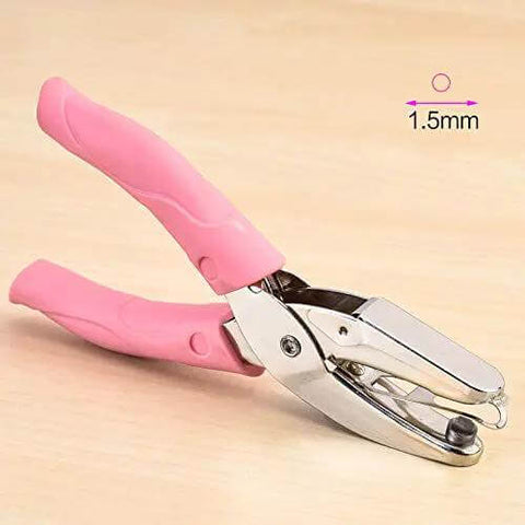 Handheld Paper And Leather Hole Punch, 6.3 Inch Long, One Sixteenth Inch Hole Diameter, pink soft thick leather cover