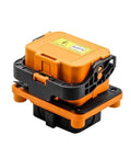 Badass Heavy Duty EV Service Disconnect Plug And Socket 2 Pin 100A IP67 Waterproof Front Lock Battery Box showing black and orange design.