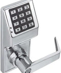 Hella Durable Stand Alone Digital Lock With A Sleek Stainless Steel Finish For Smooth Operator Keyless Entry. Close-up view of keypad.