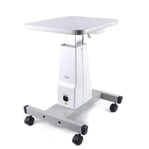 Motorized Instrument Lift For Optometry Working Table With Adjustable Height And Rolling Stand Built Tough Heavy Duty Construction Supports 33.07 Lbs Load For Optometrists