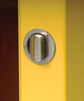 Close-up of the secure locking mechanism on Built Different 90 Gallon Flammable Liquid Safety Cabinet with double wall design.