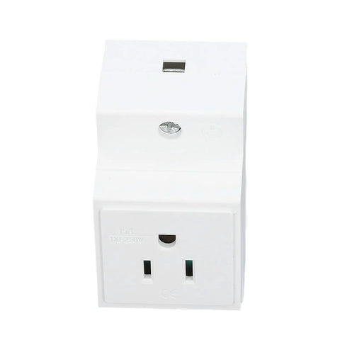 Built Like A Tank Din Rail Power Outlet Socket with Flame Retardant Nylon Housing, 15A, for 110 to 250 Volt use.