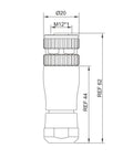 Technical drawing of M12 A Code Waterproof Circular Cable Connector With Field Installable Screw Termination Unshielded Straight 8 Pin Female Aviation Plug